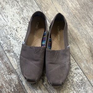 TOMS Taupe Canvas Slip-Ons